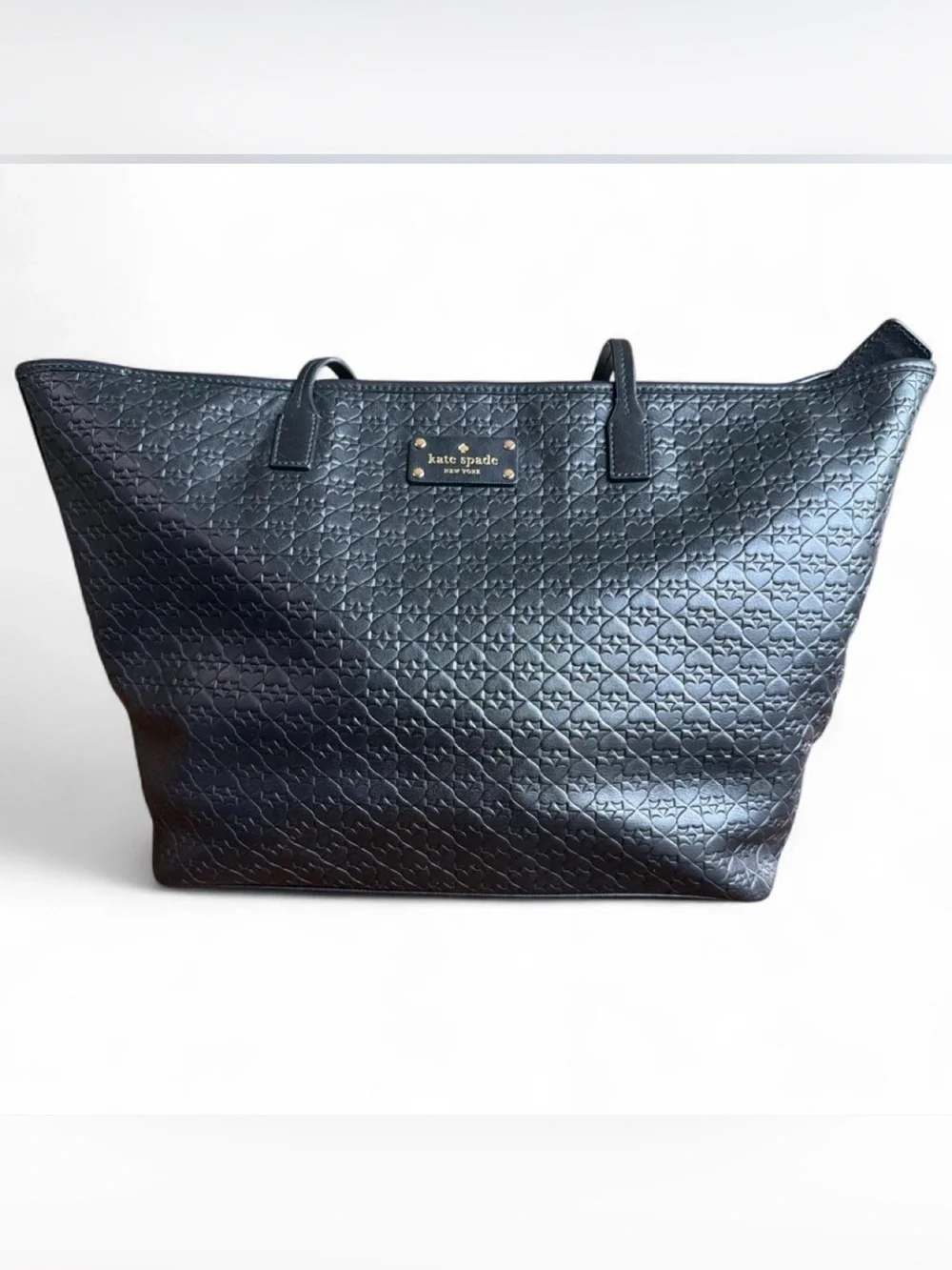 Kate Spade Black Embossed Leather Tote Bag